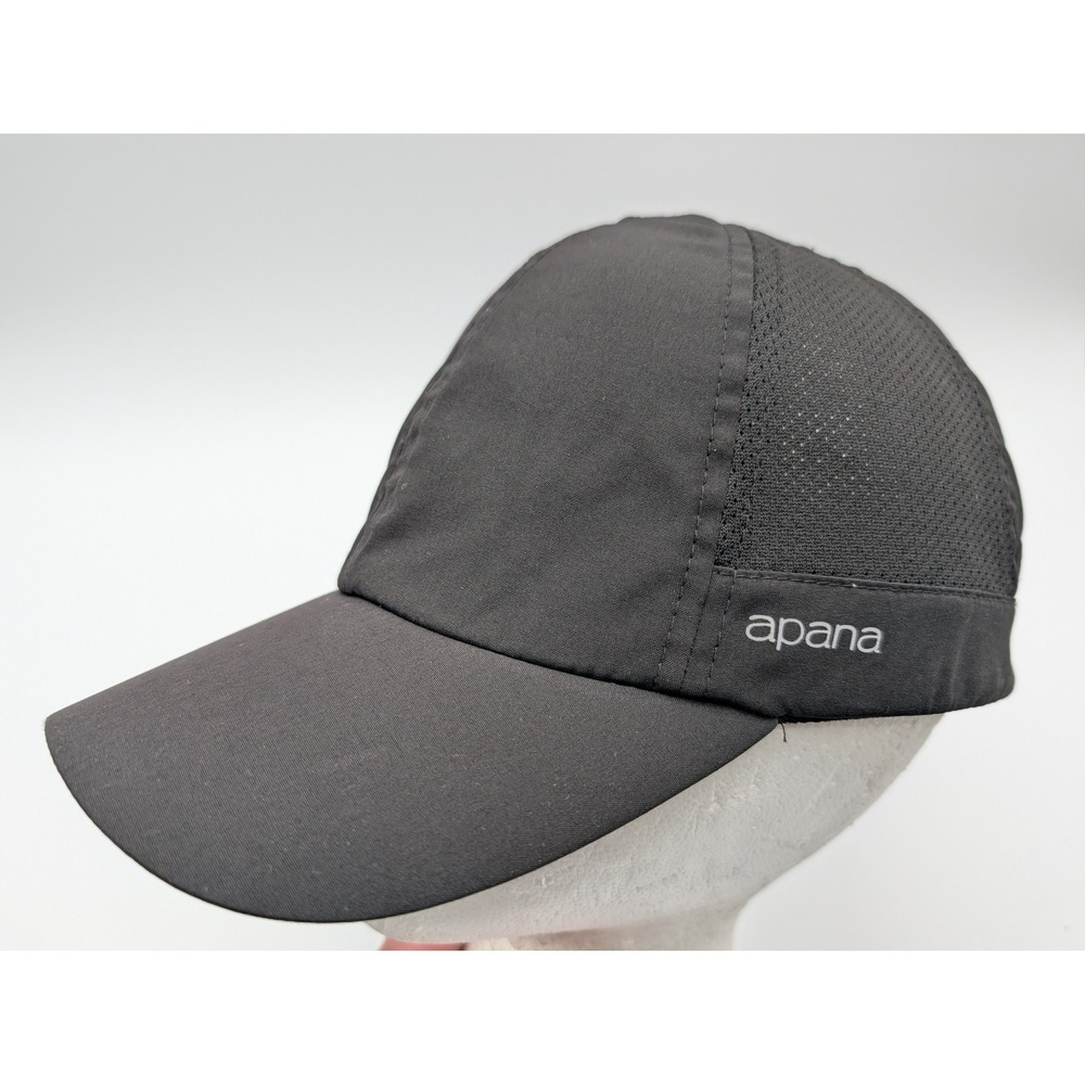 Apana Black Mesh Running Hat Adjustable Reflective Strap Athletic Cap